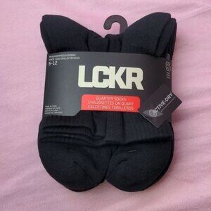 Lckr 6 Pairs Black Half Cushion Quarter Socks Size 6-12